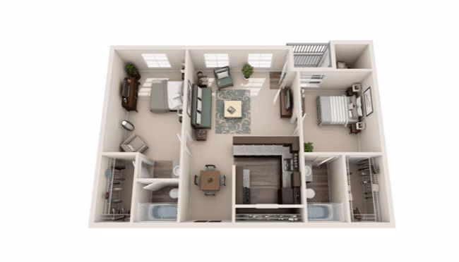 2 Beds • 2 Bath 1004 floor plan